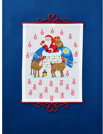 Permin Broderikit Julenisse i skorstein 32x42cm