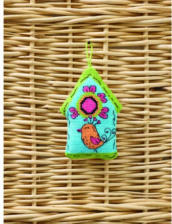 Permin Broderikit Fuglehus blått 7x9cm