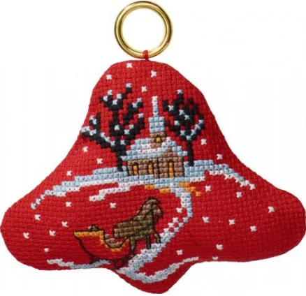 Permin Broderikit Slede/kirke i klokke 9x8cm