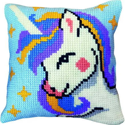 Permin Broderisett Enhjørning stramaj m/garn 35x35cm