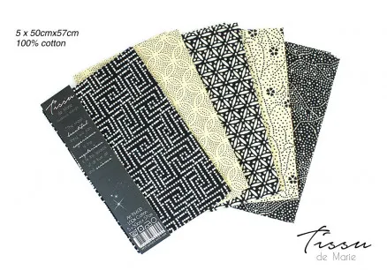 Tissu de Marie Fat Quarter Midnatt 50x57cm - 5 stk
