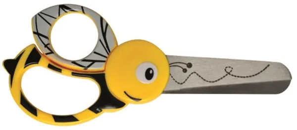 Fiskars barnesaks med bie-mønster